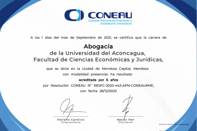 Certificados de acreditación por 6 AÑOS